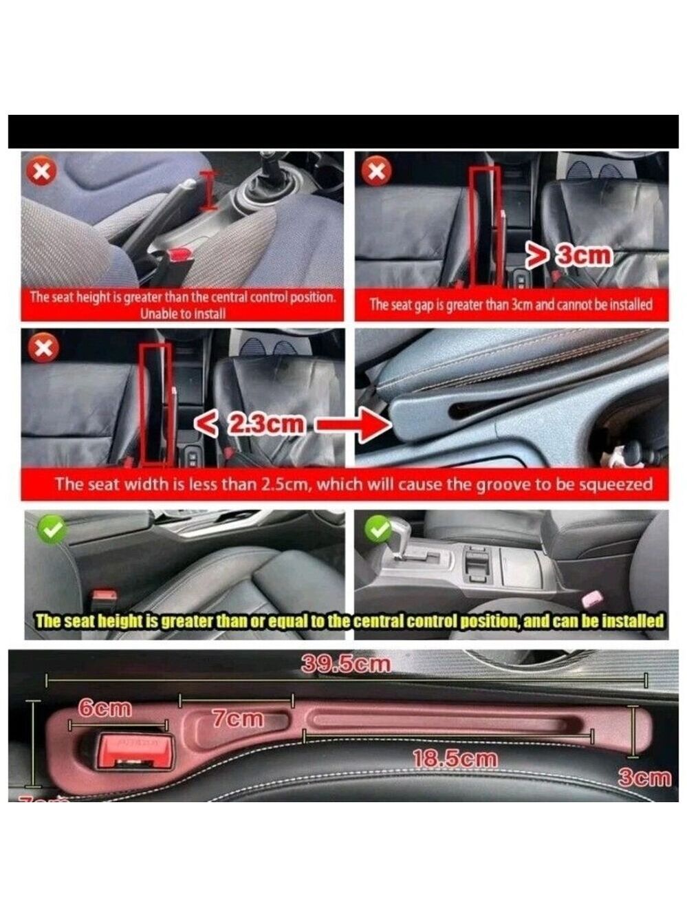 2 PCS Brown Car Seat Gap Filler Organizer